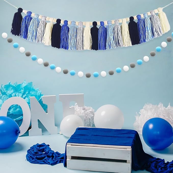Boho Tassel Garland, Pom Pom Garland, Colorful Handmade Yarn Bunting Banner - Image 7