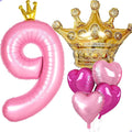Princess 9th Birthday Party Decorations, 40 inch Large Pink Crown 9 Balloon by Unknown
