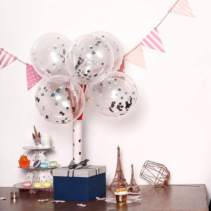 Bezente Silver Confetti Latex Round Helium Party Balloons 60 Pack 12 inch | - Image 5