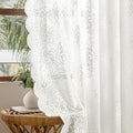 MIULEE Vintage Floral Scalloped Lace Curtains 2 Panels, Semi Sheer Curtains by MIULEE