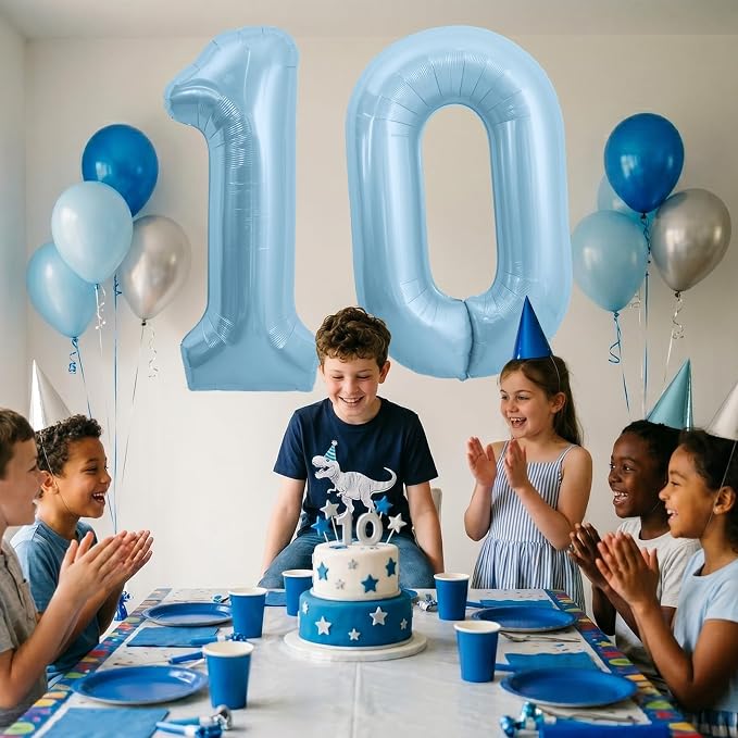 TONIFUL 40 Inch Pastel Blue Number 1 Foil Balloon Large Mylar Foil Digit 1 - Image 6