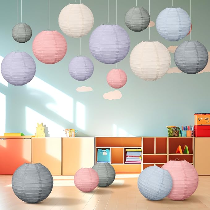 Glooglitter 16 Pcs Colorful Hanging Paper Lanterns Boho Party Decorations 4” 6” - Image 5