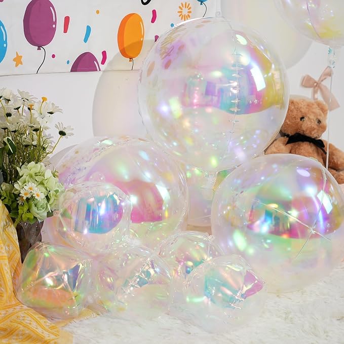 12Pcs Iridescent Round Foil Balloons, Holographic Balloons - Image 7
