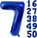 40 inch Navy Blue Number Balloon Dark Blue 7 Balloons Giant Foil Helium by Yeodong