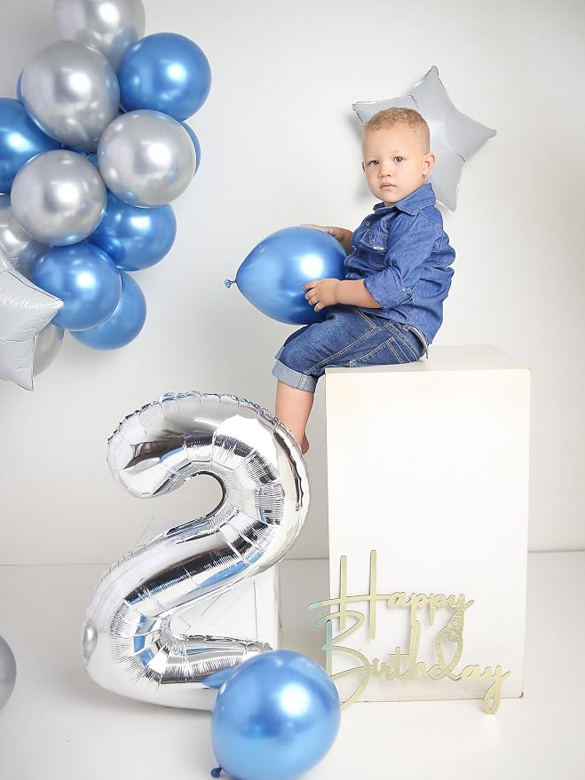 12 Balloon - Silver Birthday Number Balloons, 40 Inch Decorations Men Women | - Image 8