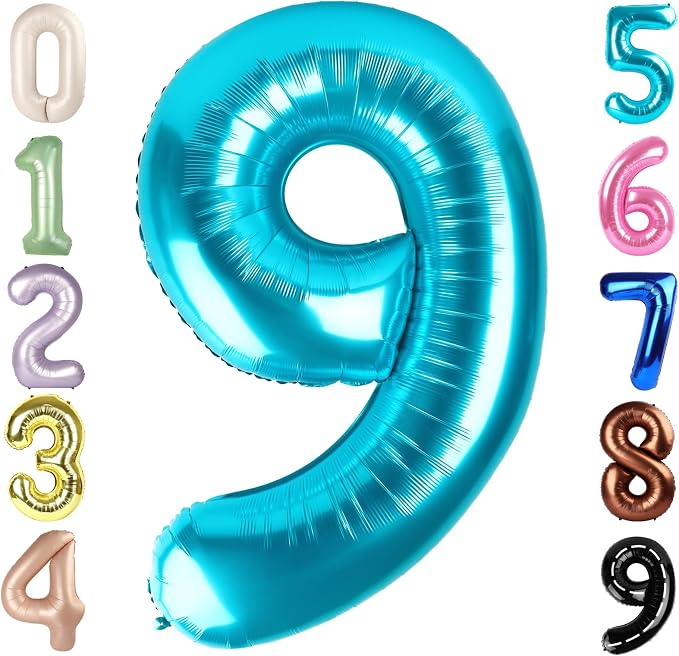Number 9 Balloons 40 Inch for 9 19 Birthday Party Decorations, Light Blue | by Mluchee