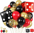 Red Black Gold Balloon, 22 Inch Dice Foil Balloons, Metallic Gold Confetti by BIAPIAN
