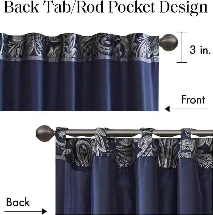 Madison Park Aubrey 2 Panel Curtain Faux Silk Paisley Jacquard, Rod Pocket - Image 5