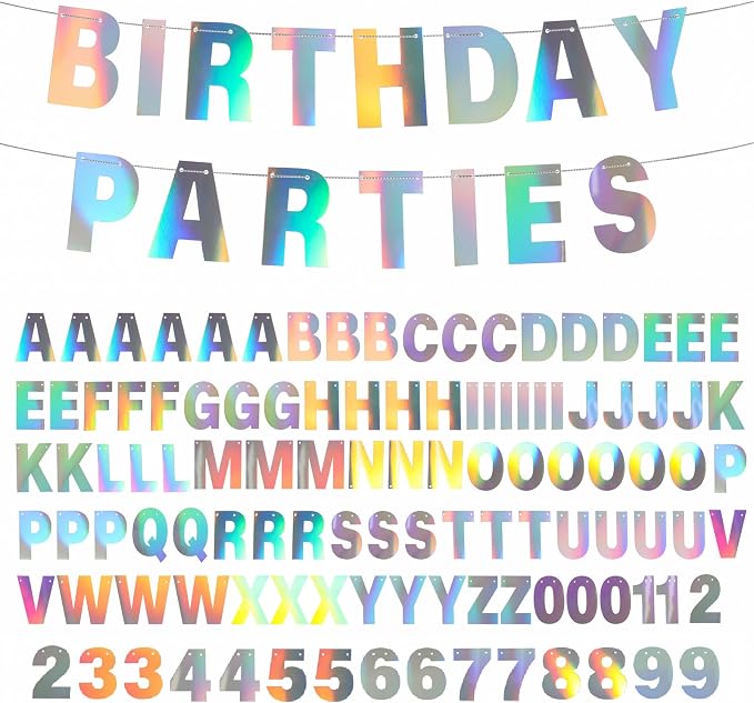 DIY Banner Kit with Letters Banner Letters Holographic Customizable Birthday by mifengda