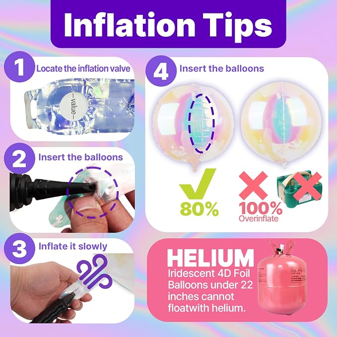 PartyWoo Iridescent Large Giant Foil 4D Balloons 20pcs Different Sizes | 22 12 - Image 6