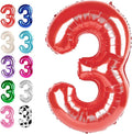 Red Number 3 Balloon 40 inch, Balloon numbers party supplies, deco photo shoot by Upgesy