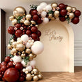 Burgundy Balloon Garland Arch Kit, Burgundy Maroon Gold Sand White Balloons by Unknown