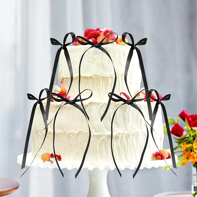 Ephlyn 30Pcs Bow Cupcake Toppers Valentine's Bowknot Ribbons Coquette Bow High - Image 4