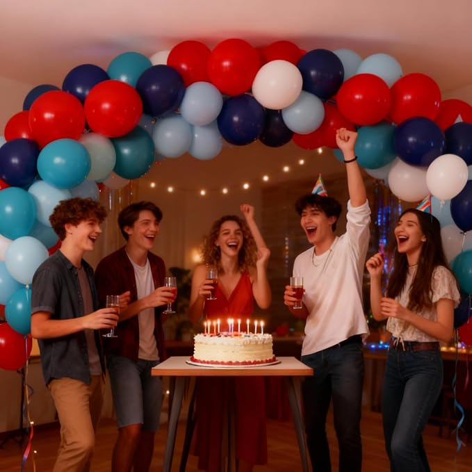 Red White Blue Balloons for Baseball Birthday Party Decorations | 60Pcs 12Inch - Image 6