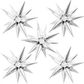 Silver Star Balloons, 12 Point Cone Explosion Star Foil Balloons | 60 Pcs by Moukiween