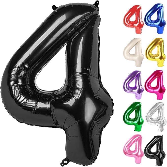 Black Number 4 Balloon 40 Inch by IWERP