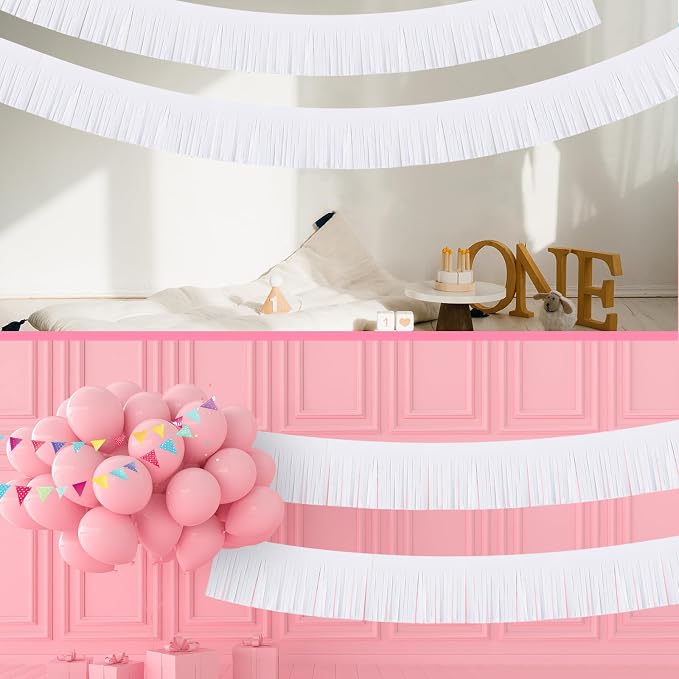 Taiyin 12 Pack 120 Feet White Fringe Garland Tissue Paper Fringe Tassel Party - Image 5