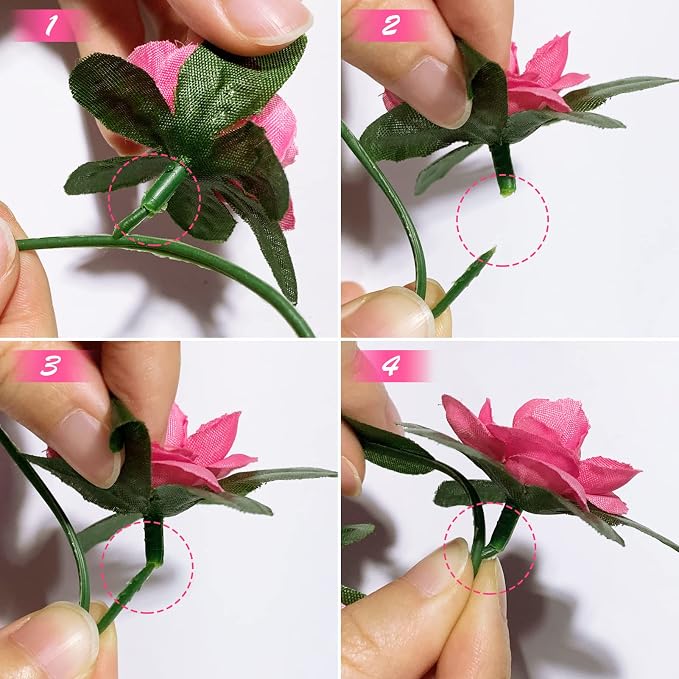Artificial Flower Garland 6pcs 8.2ft Rose Vine Decor, Magenta Flower | PONKING - Image 9