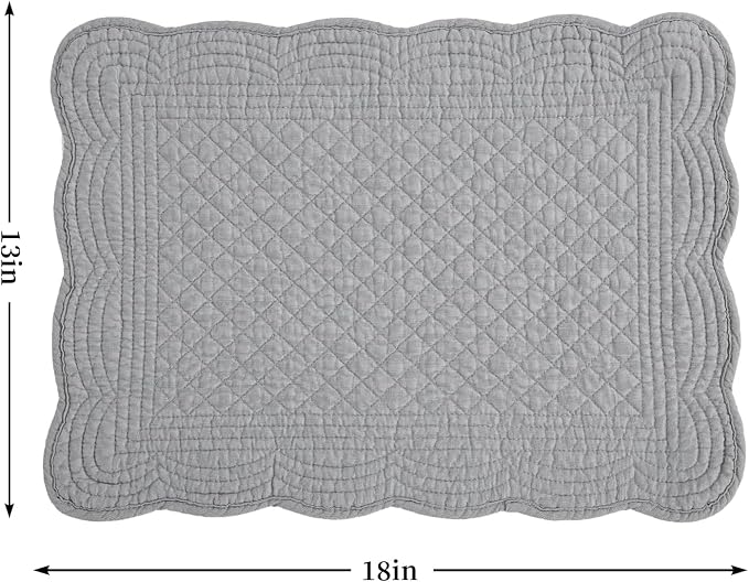 HOMBYS Quilted Placemats Set of 6 Washable-13x18 inches Rectangular Placemats - Image 2