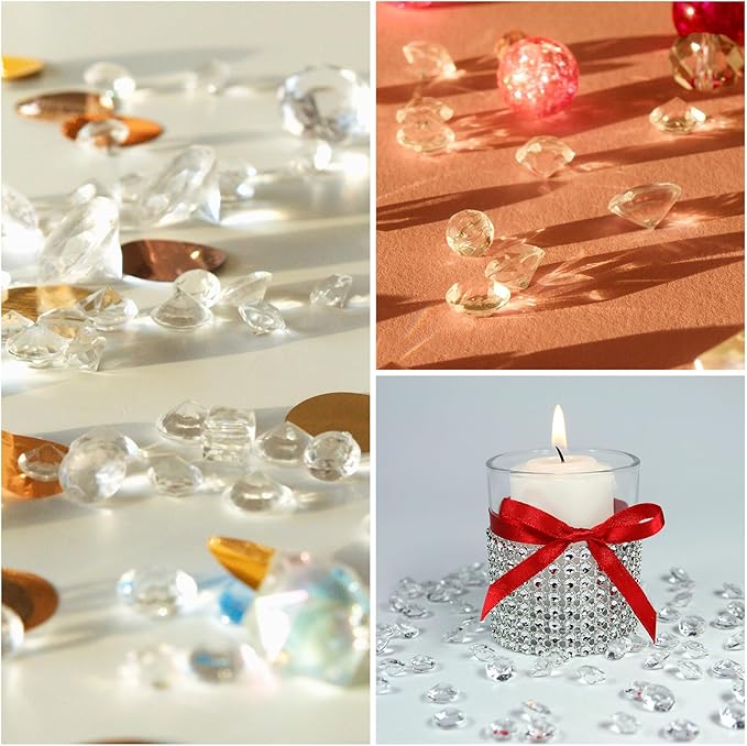PATIKIL 4000 Pcs Wedding Table Scatter Confetti Crystals 6 mm Acrylic Diamonds Vase Fillers Gems for Table Centerpiece Decorations Party Vase Beads, Date Red