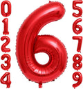 Red 6 Number Balloons, 40 Inch 6 Balloons Foil Mylar Helium Big Red 6 Balloon by BBPOOL