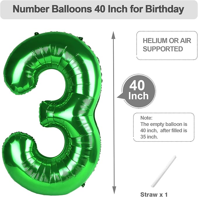 Numbers 12 Balloon 40Inch Dark Green Balloon - Image 5