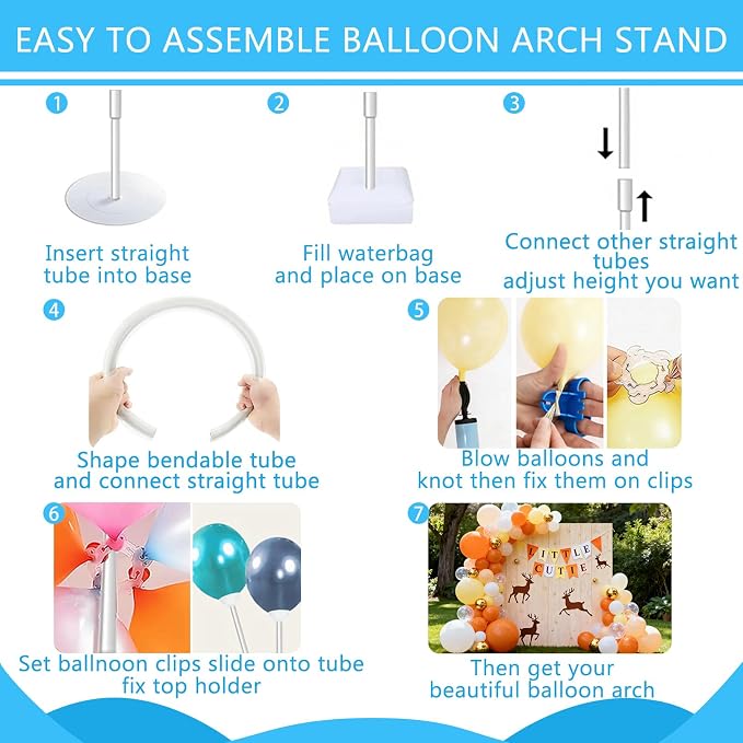 Balloon Arch Stand Kit for Party Backdrop Decoration 8.2FT & 6FT | White - Image 4