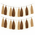 Brown Beige Cream Tissue Paper Tassel Garland 15PCS Banner | Boho Style by AimtoHome