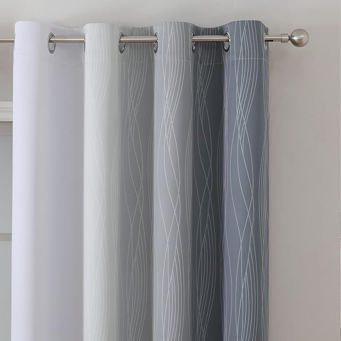 Grey and Greyish White Ombre Short Blackout Curtains 36 Inch Long, Thermal - Image 4