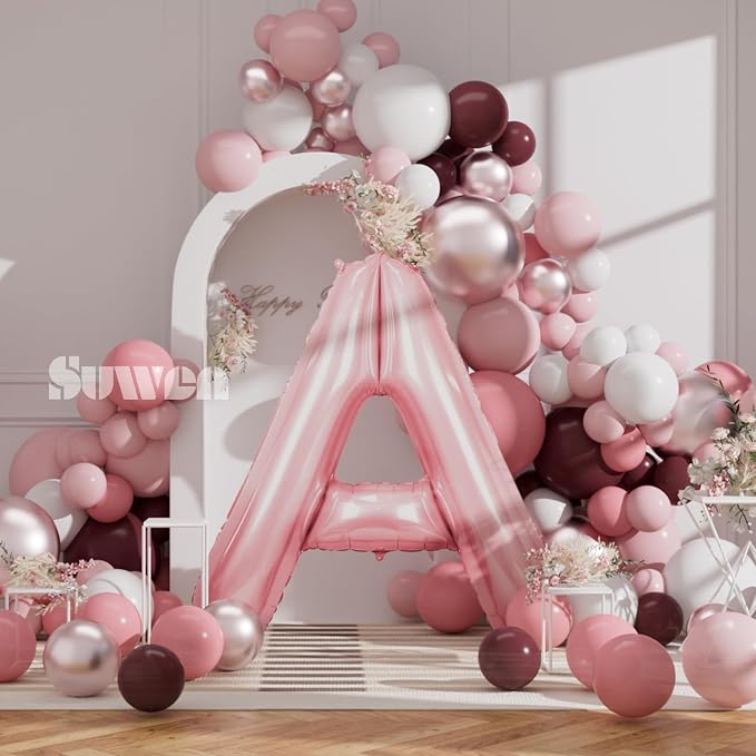 SUWEN 40 Inch Pink Large A Letter Balloons Big Foil Helium A-Z | Jumbo Mylar - Image 4