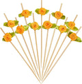 Minisland Orange Rose Flower Cocktail Picks, 4.7 Inch Long Bamboo Fancy by Minisland