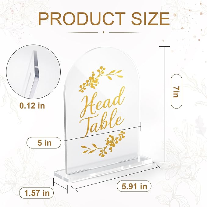 Wedding Table Numbers 1-10 Clear Acrylic Seating Number Signs for Weddings Reception Anniversary Party Decor Seat Number for Tables with Elegant Gold Lettering