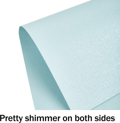 100 Sheets Blue Shimmer Cardstock 8.5 x 11 Metallic Paper, Goefun 80lb Card Stock Printer Paper for Invitations, Weddings, Parties, Showers