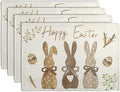 Happy Easter Bunny Placemats Set of 4 Easter Rabbit Egg Carrots Linen Fabric by Wnoesat