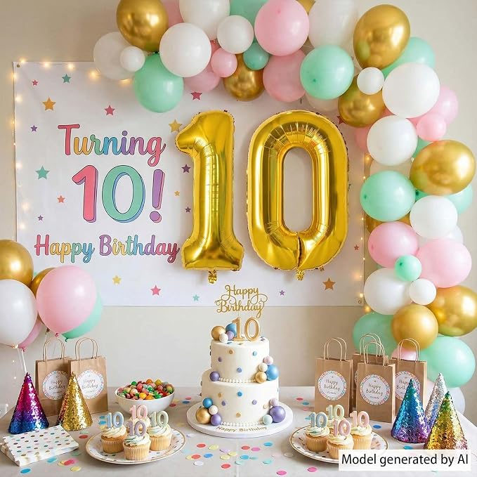 Gold Number 10 Balloon 40 Inch, Foil Numeral - Image 7