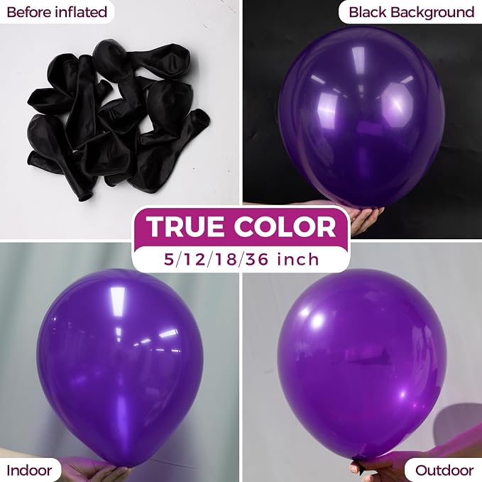Bezente Dark Purple Latex Party Balloons | Purple Balloons Big Round Purple - Image 2