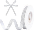 Silver Metallic Glitter Ribbon for Gift Wrapping 3/8in x 10Yds | Cheer Sparkle by HISWAN