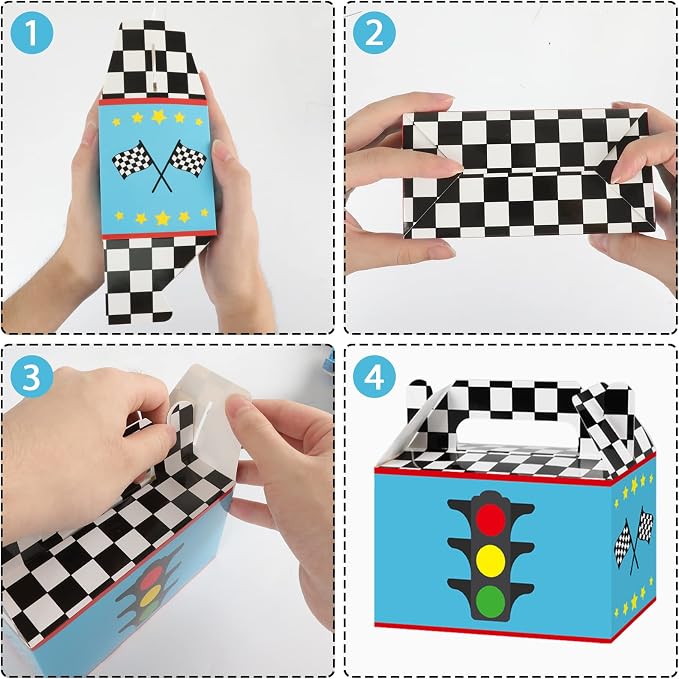 Tevxj 12 Pieces Race Car Party Favor Boxes Two Fast Goodies Candy Treat Bags - Image 5