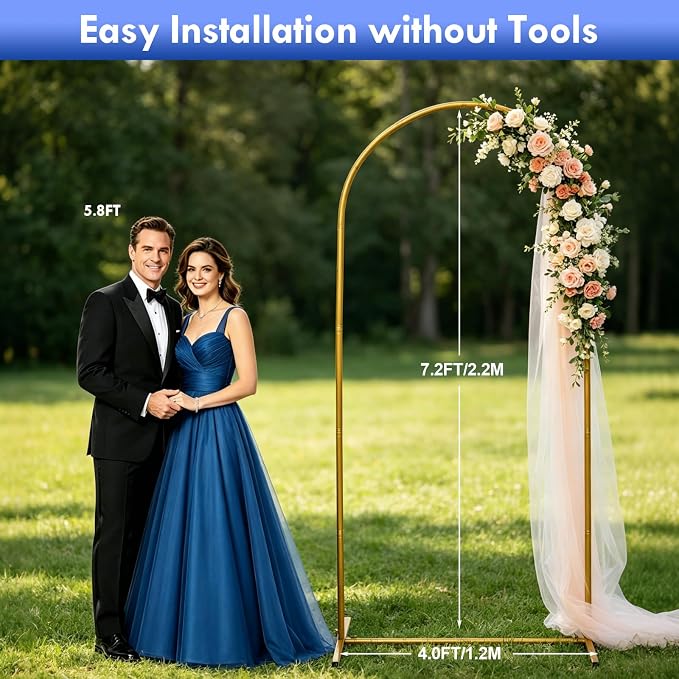 7.2FT Arch Backdrop Stand, Wedding Backdrop, Baby Shower, Bridal Shower - Image 4