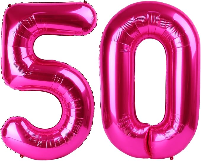 50 Balloon - Hot Pink Birthday Number Balloons, 40 Inch Party Decorations | Hot by ALPHADELTAPI