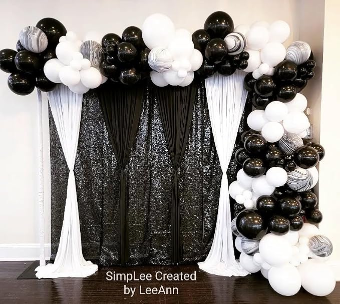 Black and White Latex Balloons, Birthday Party Decorations - Image 3