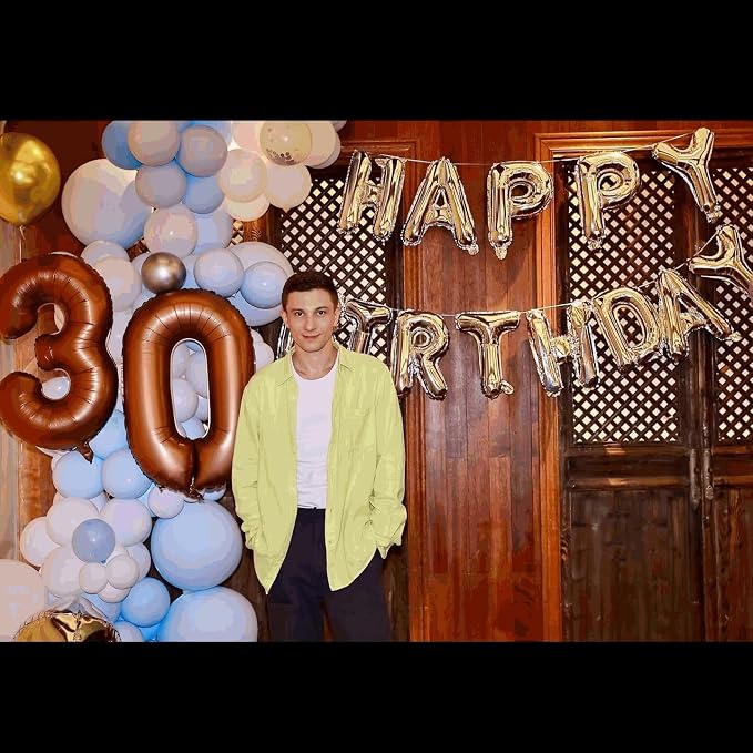 7 Balloon - Brown Birthday Number Balloons, 40 Inch Decorations Men Women | - Image 7