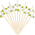 Minisland White Rose Flower Cocktail Picks, 4.7 Inch Long Bamboo Fancy by Minisland