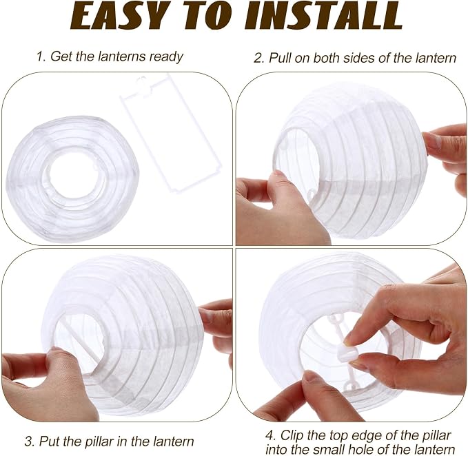 Treela 30 Pack White Chinese Japanese Paper Lanterns Decorative Hanging Round - Image 2