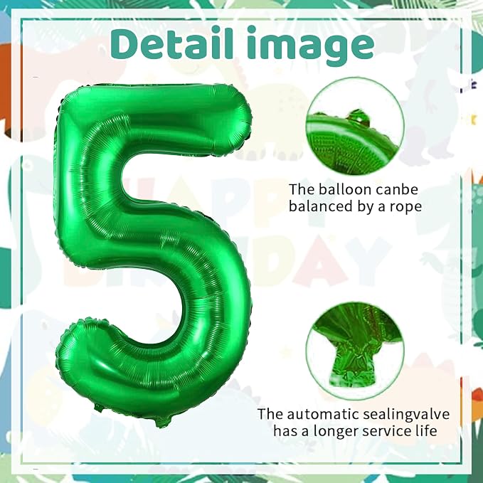 Dinosaur Party Decorations Balloons Green - Image 4