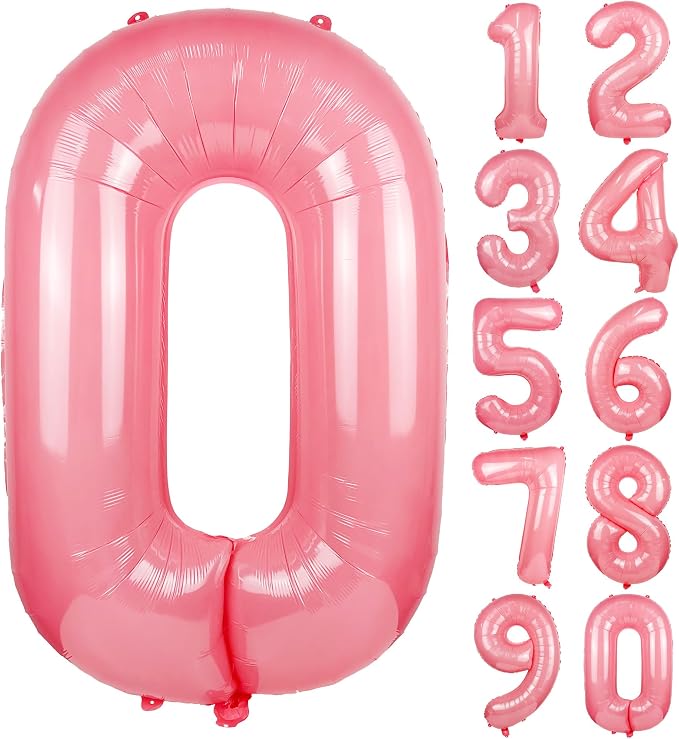Macaron Pink Number 0 Balloon 40in Large Helium Foil Polyester Film Balloon | by Exquisitehighqualitypartydecorationstomeetyoureveryneed%EF%BC%81
