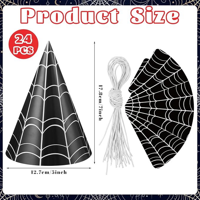 Watersay 24 Pcs Themed Party Hats Theme Cone Paper Hats - Image 4