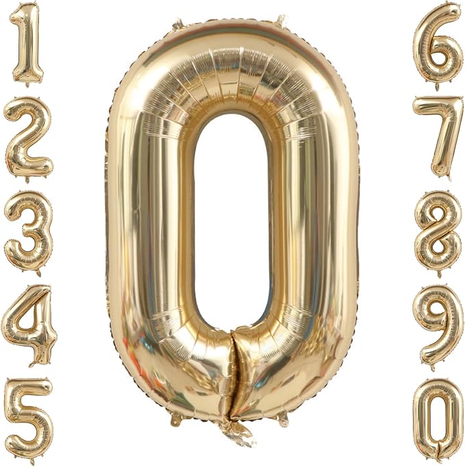 White Gold Number 0 Balloon 40 Inch, Champagne Foil Digit Decoration | Sand by Unknown