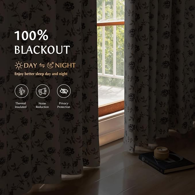 Beauoop Floral 100% Blackout Curtains - Image 3