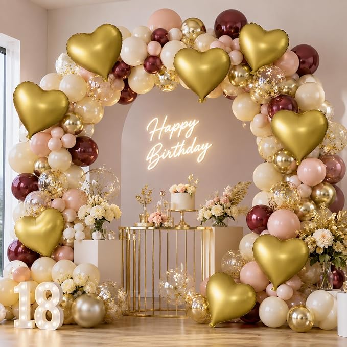 TONIFUL 15 Pack 18 Inch Matte Gold Heart Foil Balloons – Metallic Mylar Heart - Image 5